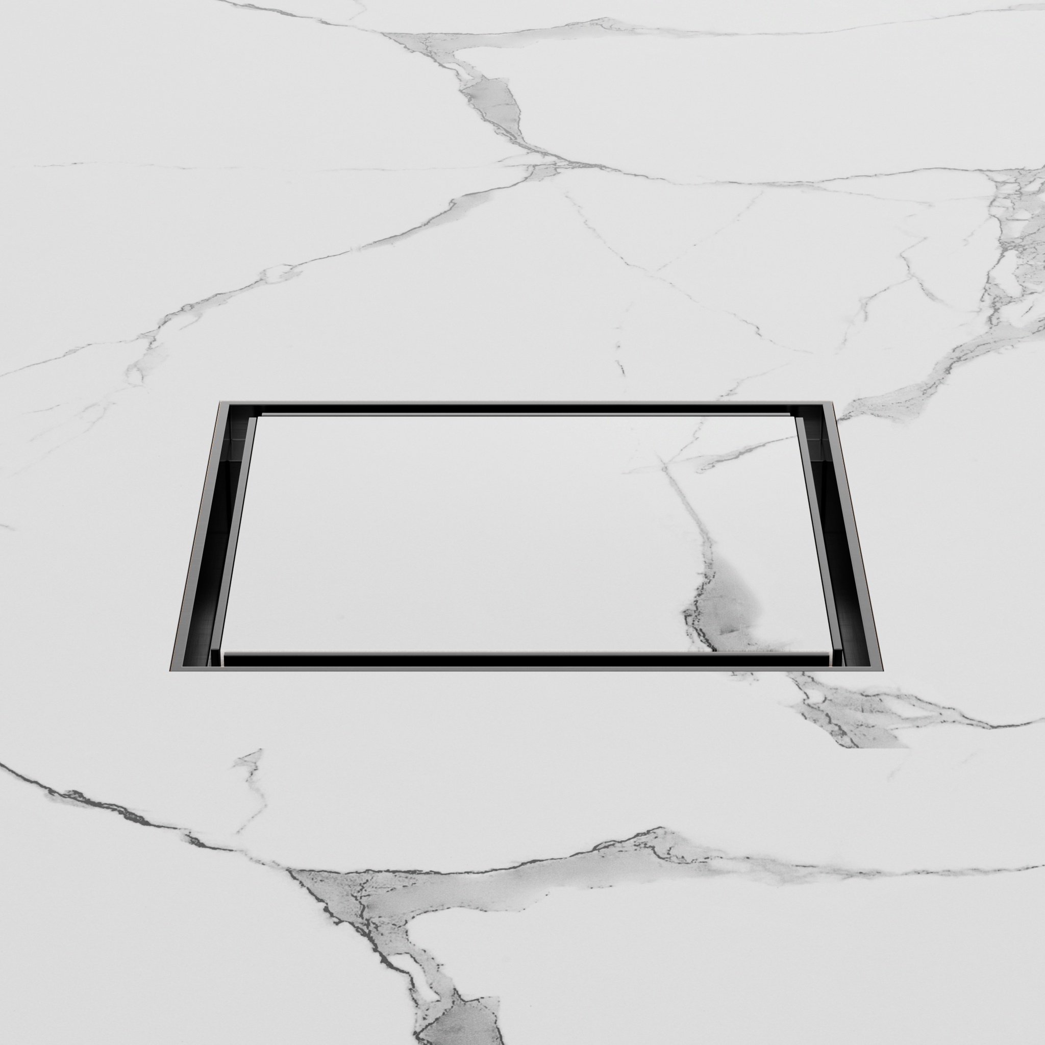 130mm Square Tile Insert Floor Waste 100mm Outlet Gun Metal