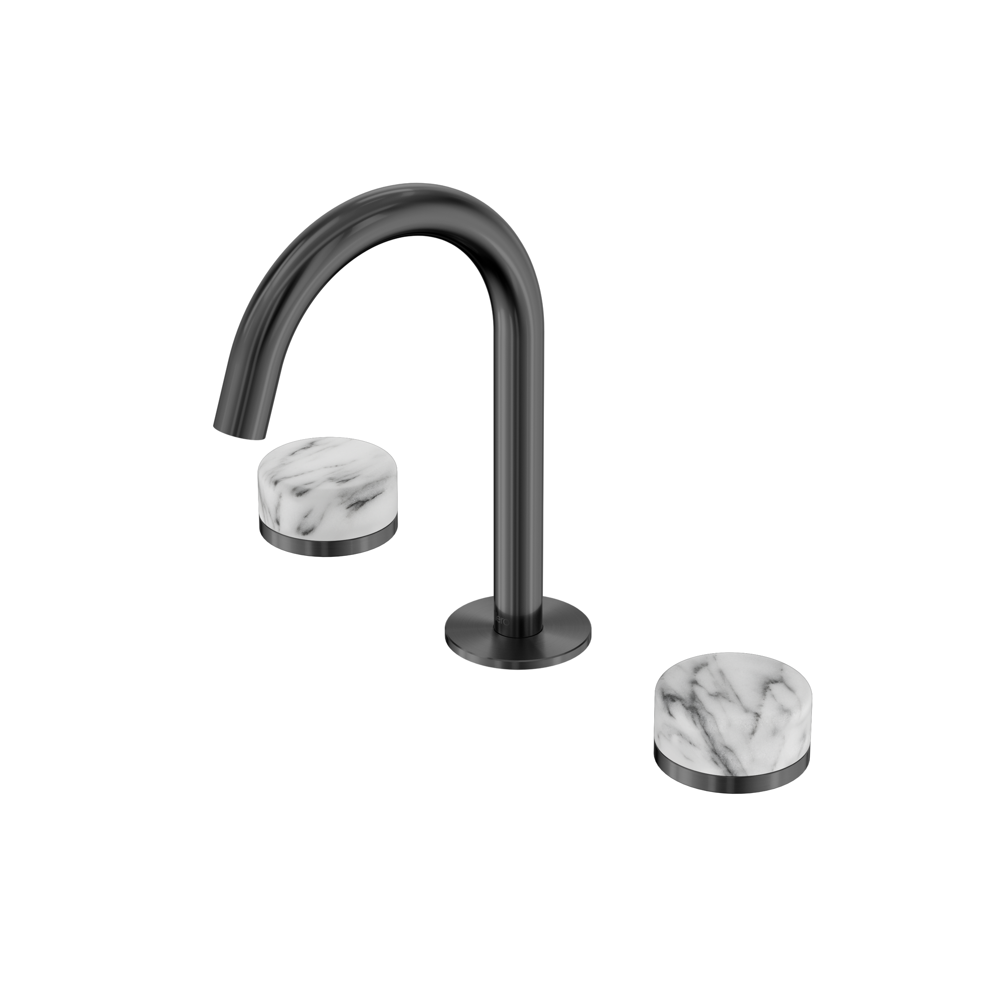 Serenity Basin Set Arc Spout With Arabescato Corchia Handle Gun Metal