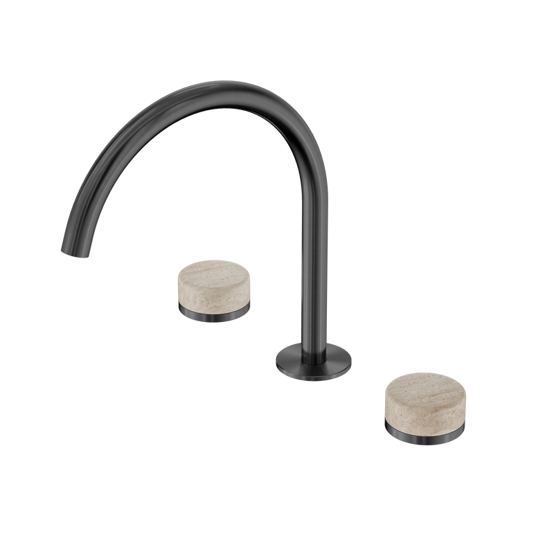 Serenity Bath/Kitchen Set Arc Spout With Rome Travertine Handle Gun Metal