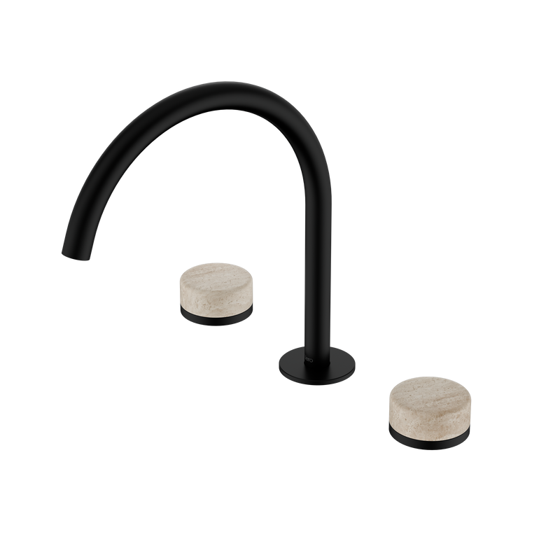 Serenity Bath/Kitchen Set Arc Spout With Rome Travertine Handle Matte Black