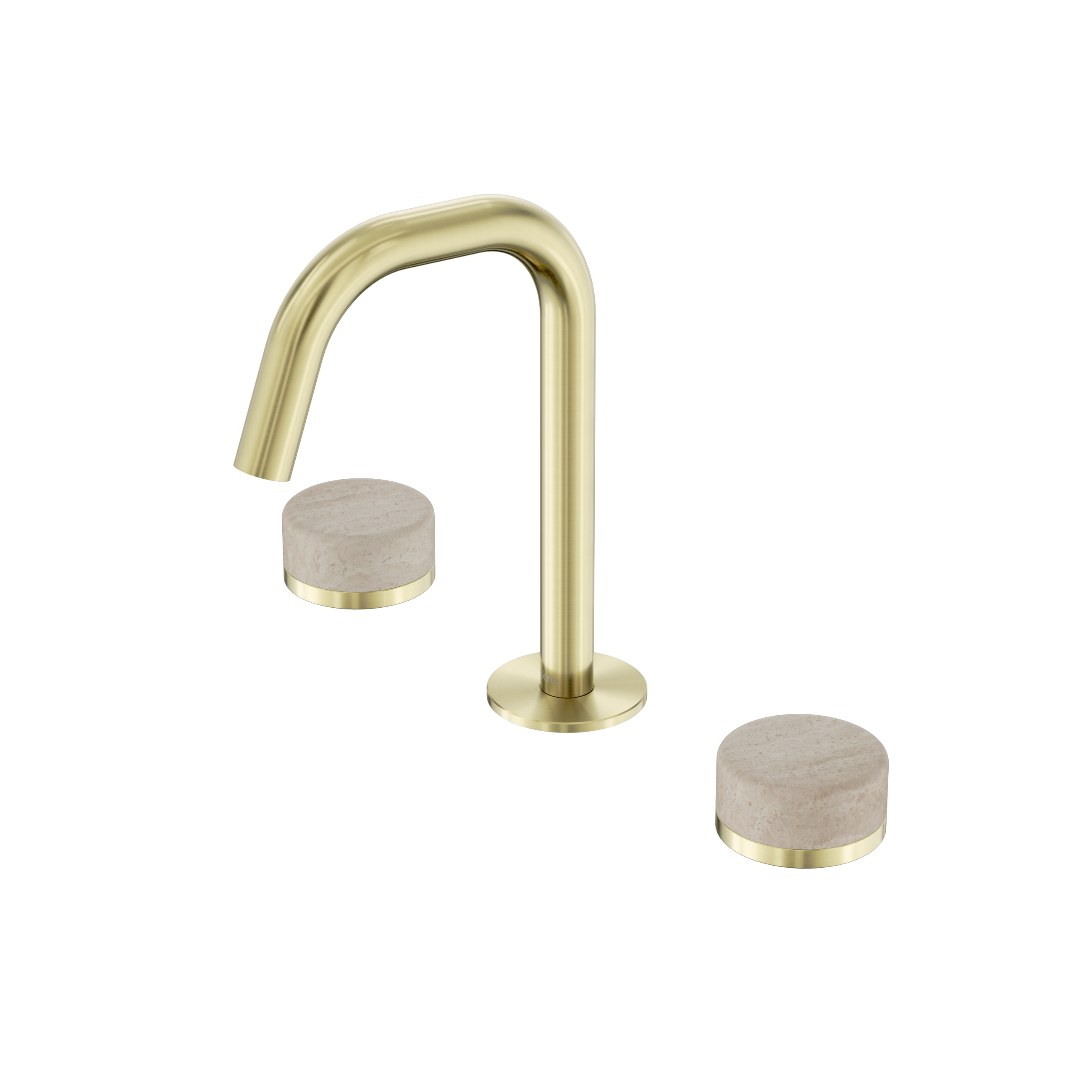 Serenity Basin Set Edge Spout With Rome Travertine Handle Brushed Gold