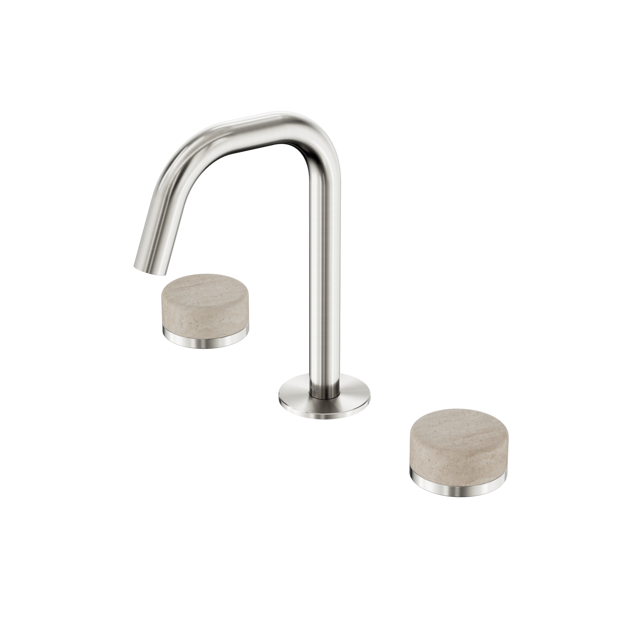 Serenity Basin Set Edge Spout With Rome Travertine Handle Brushed Nickel