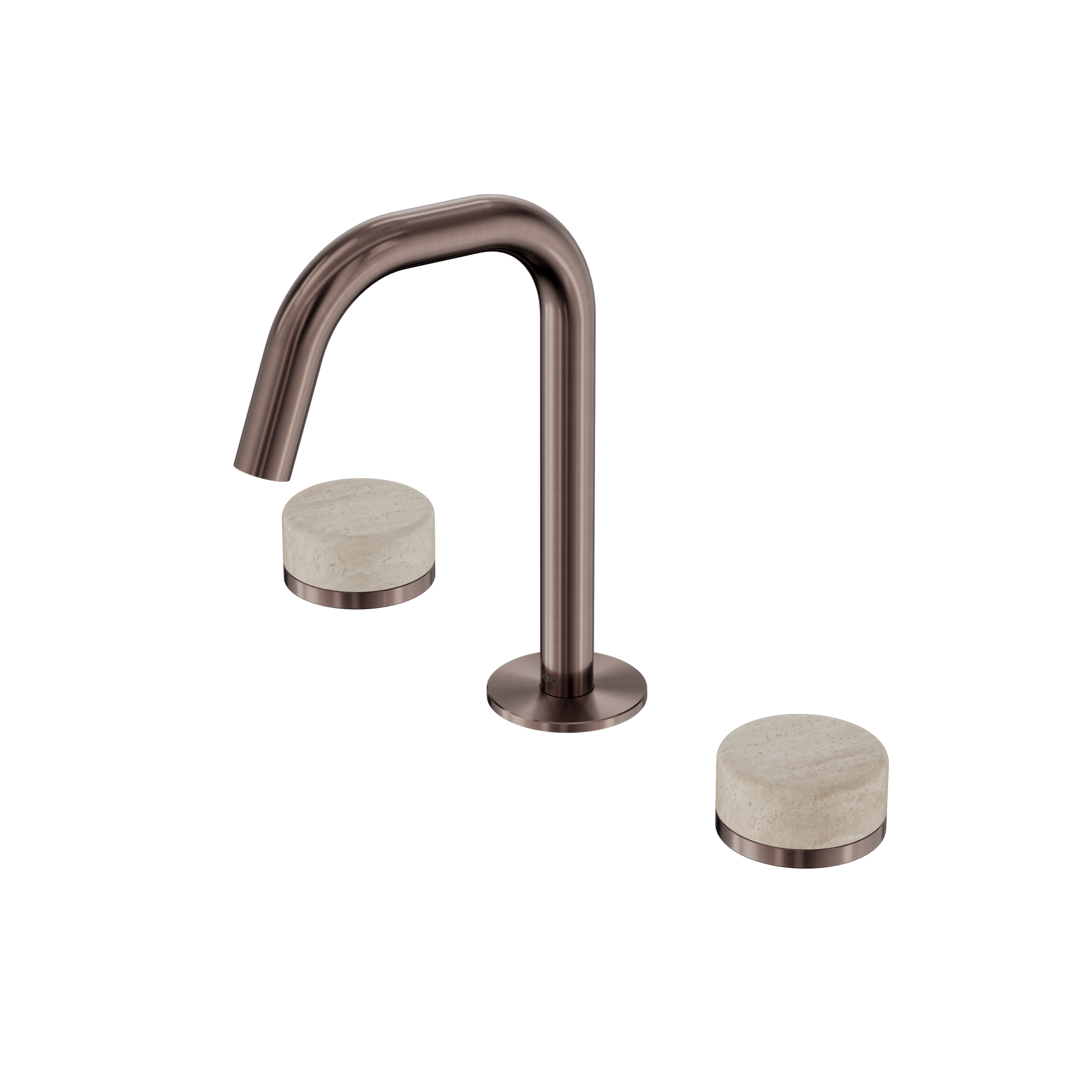 Serenity Basin Set Edge Spout With Rome Travertine Handle Brushed Bronze