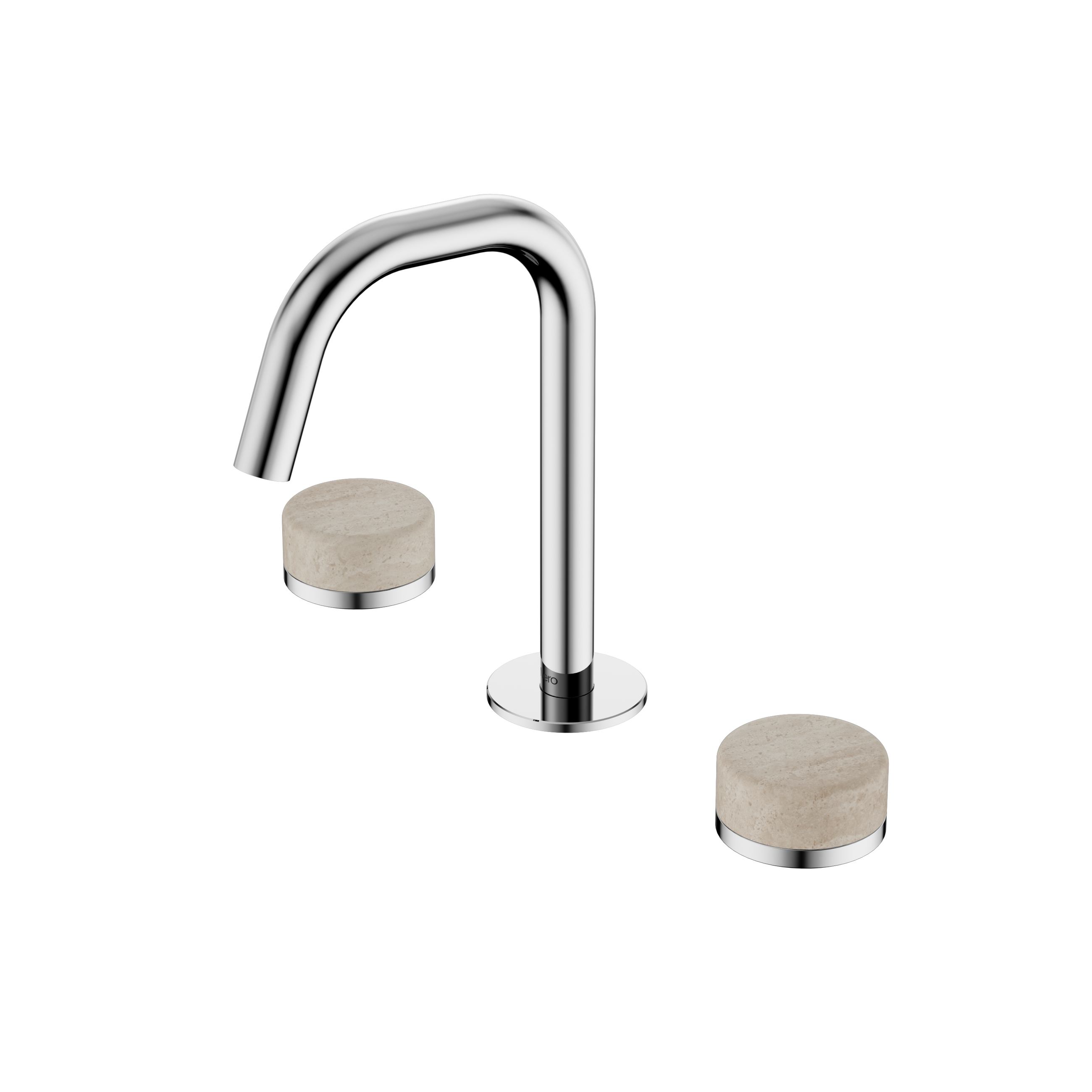 Serenity Basin Set Edge Spout With Rome Travertine Handle Chrome
