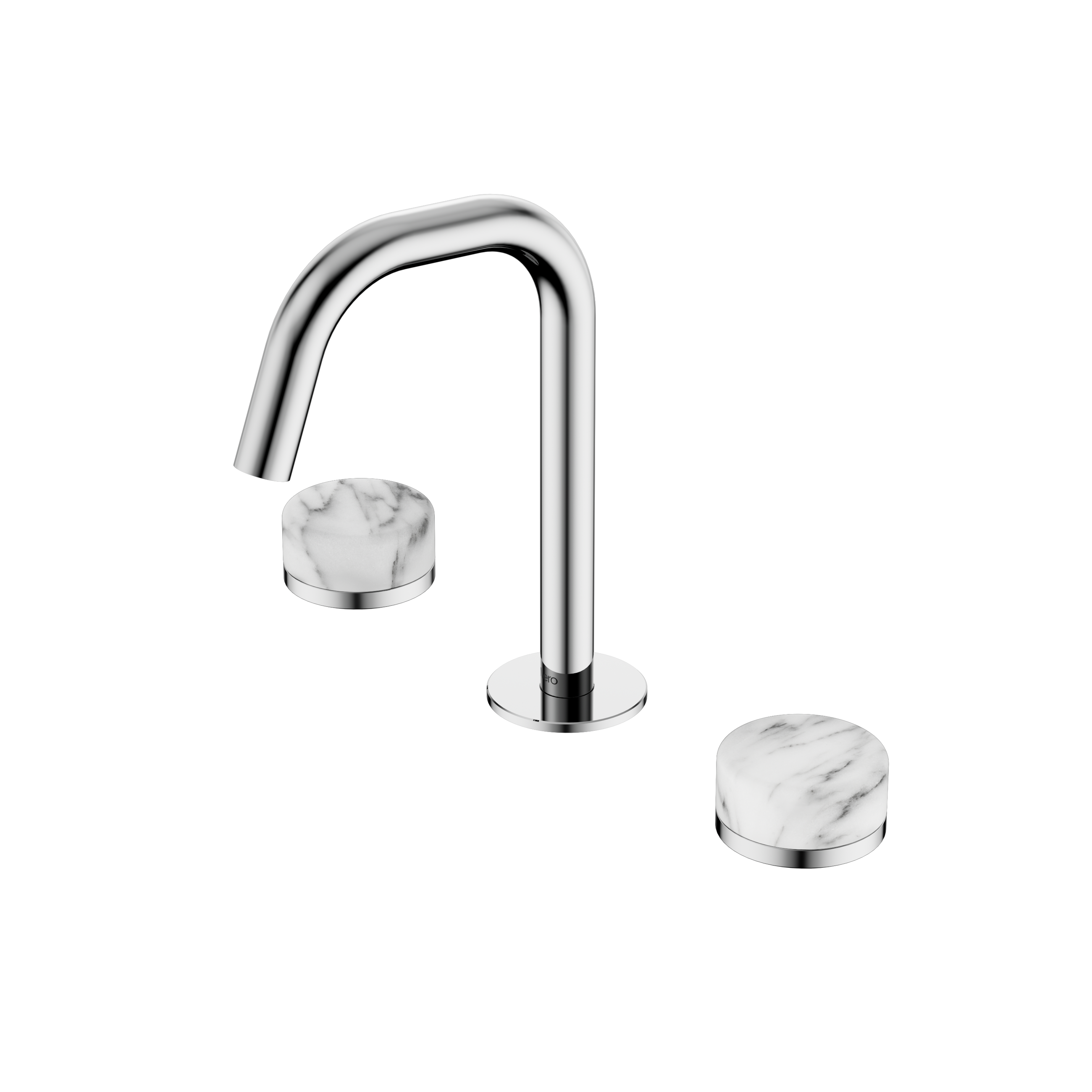 Serenity Basin Set Edge Spout With Arabescato Corchia Handle Chrome