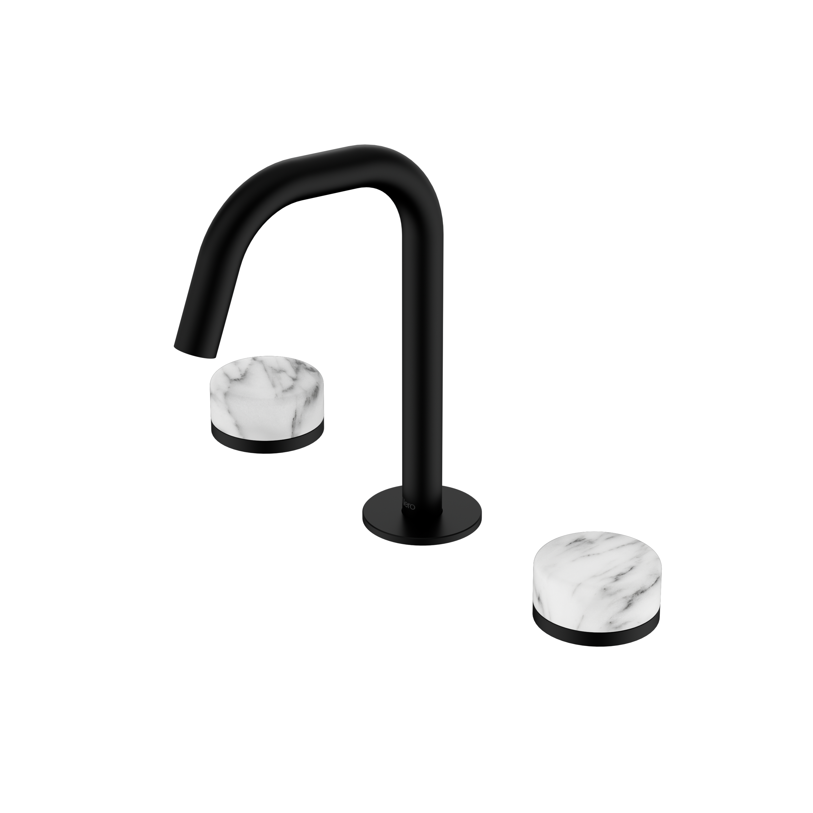 Serenity Basin Set Edge Spout With Arabescato Corchia Handle Matte Black