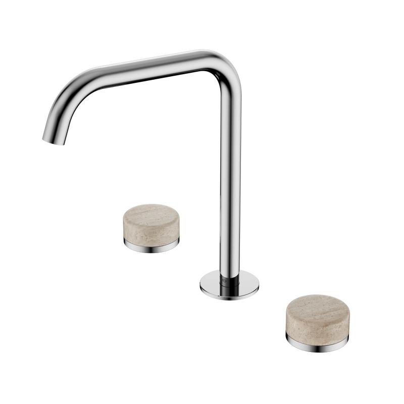Serenity Bath/Kitchen Set Edge Spout With Rome Travertine Handle Chrome