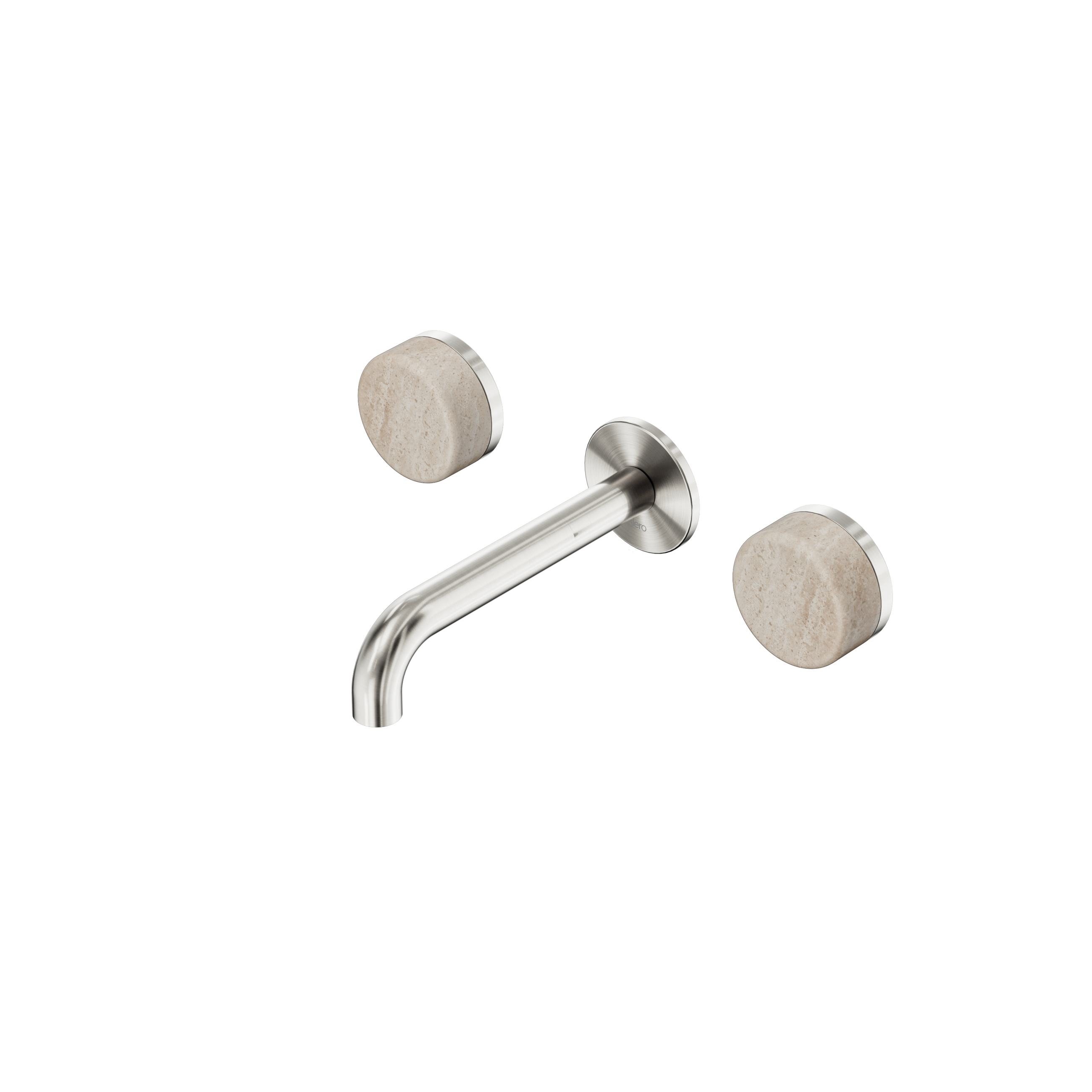 Serenity Wall Basin Set 160mm Spout With Rome Travertine Handle Brushed Nickel
