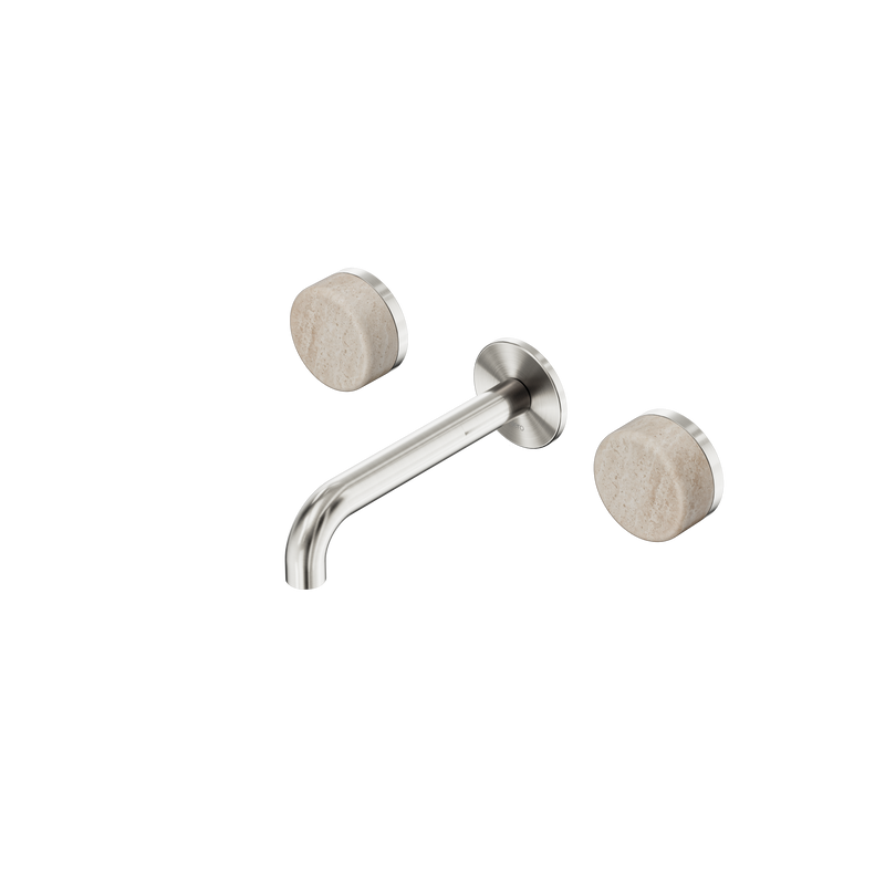 Serenity Wall Basin Set 160mm Spout With Rome Travertine Handle Brushed Nickel