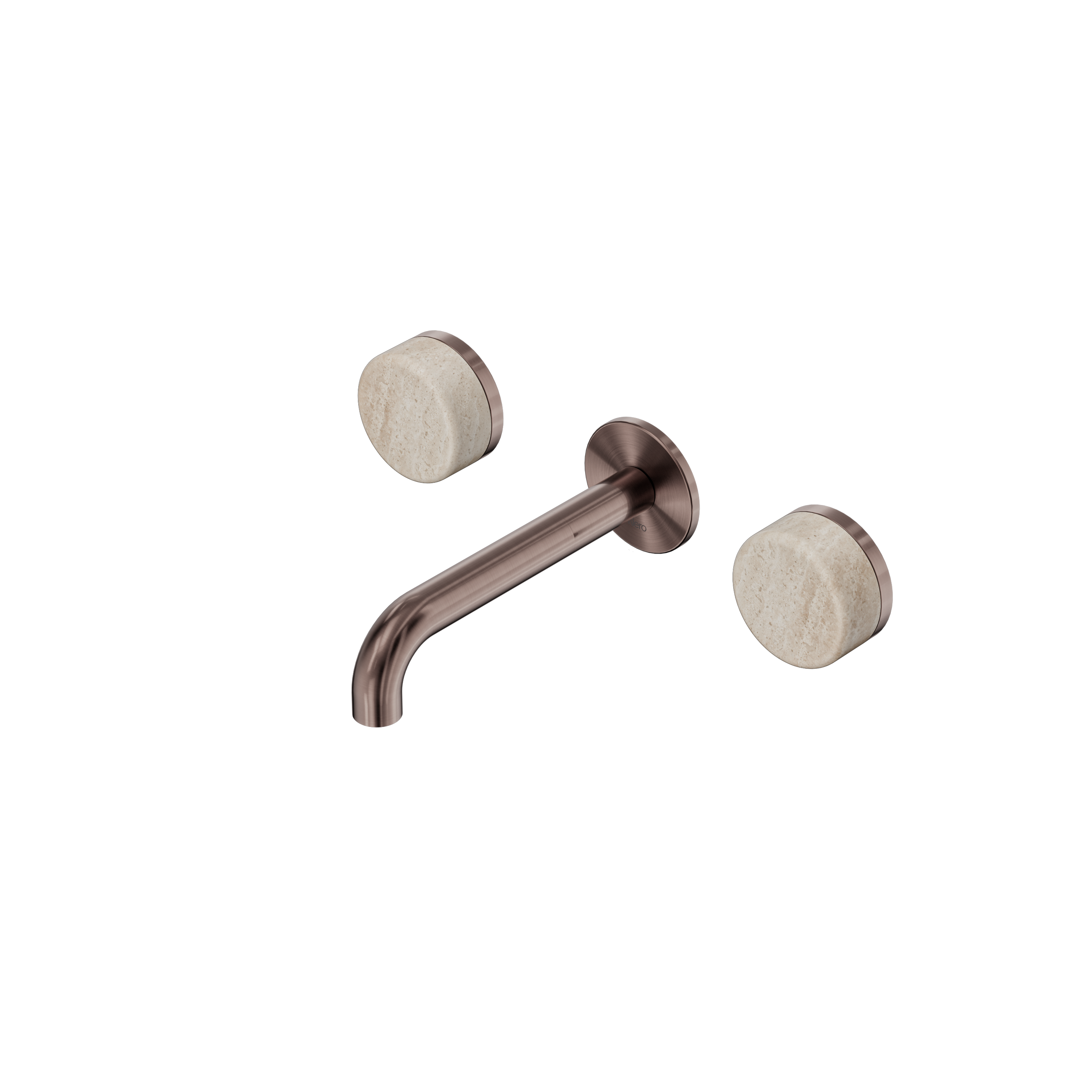 Serenity Wall Basin Set 160mm Spout With Rome Travertine Handle Brushed Bronze