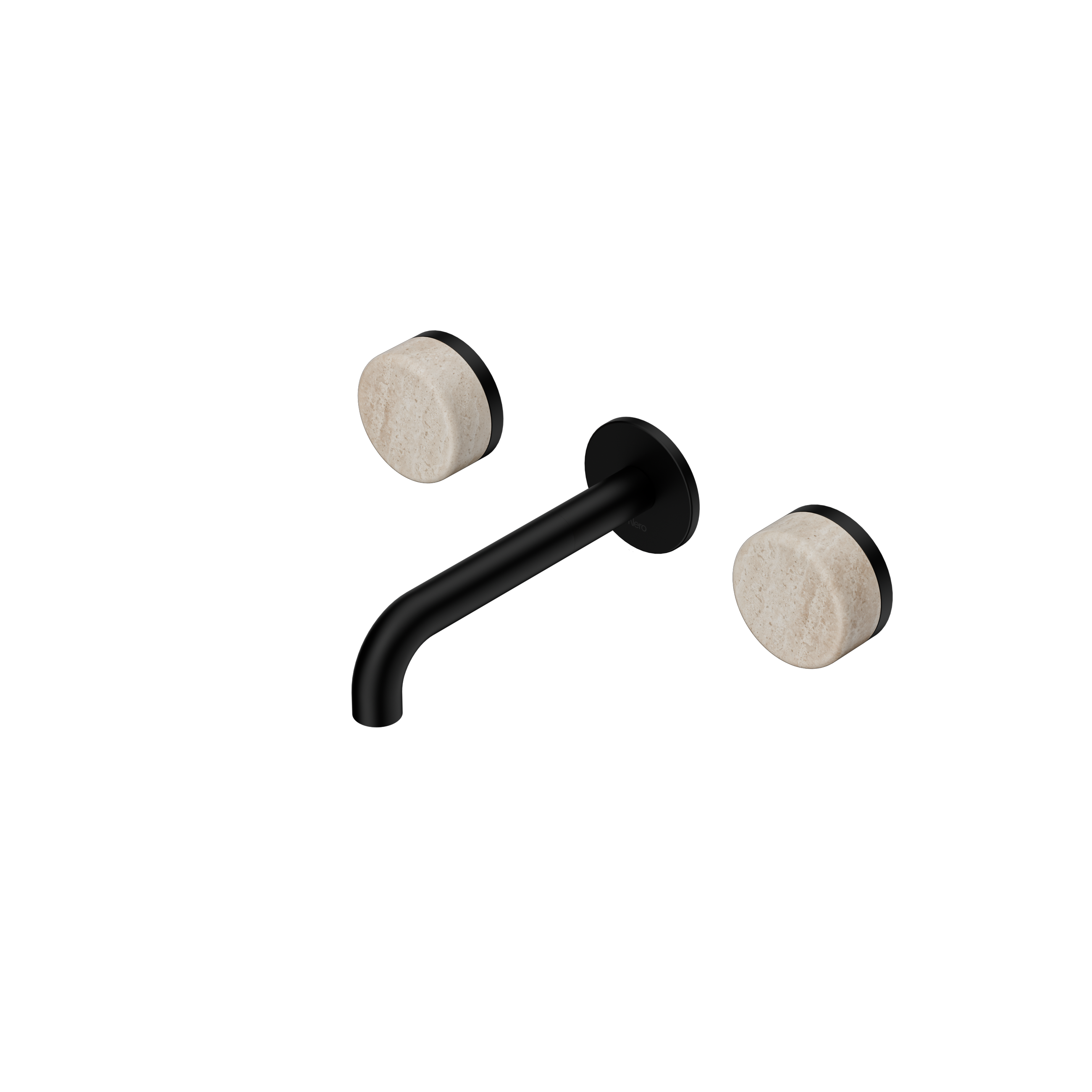 Serenity Wall Basin Set 160mm Spout With Rome Travertine Handle Matte Black