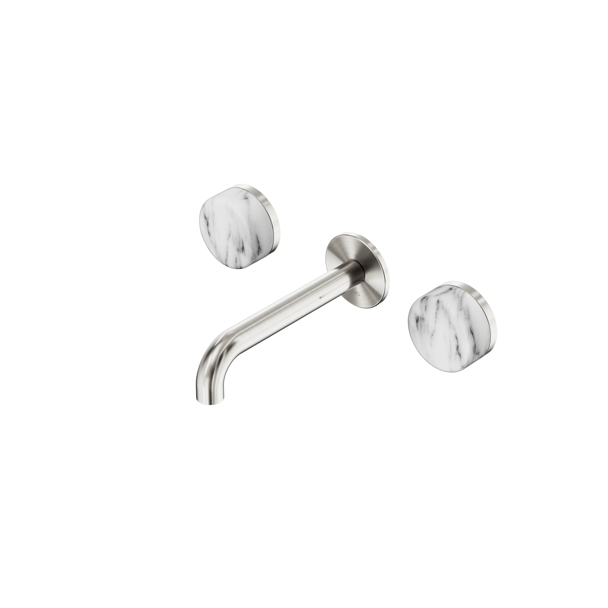 Serenity Wall Basin Set 160mm Spout With Arabescato Corchia Handle Brushed Nickel