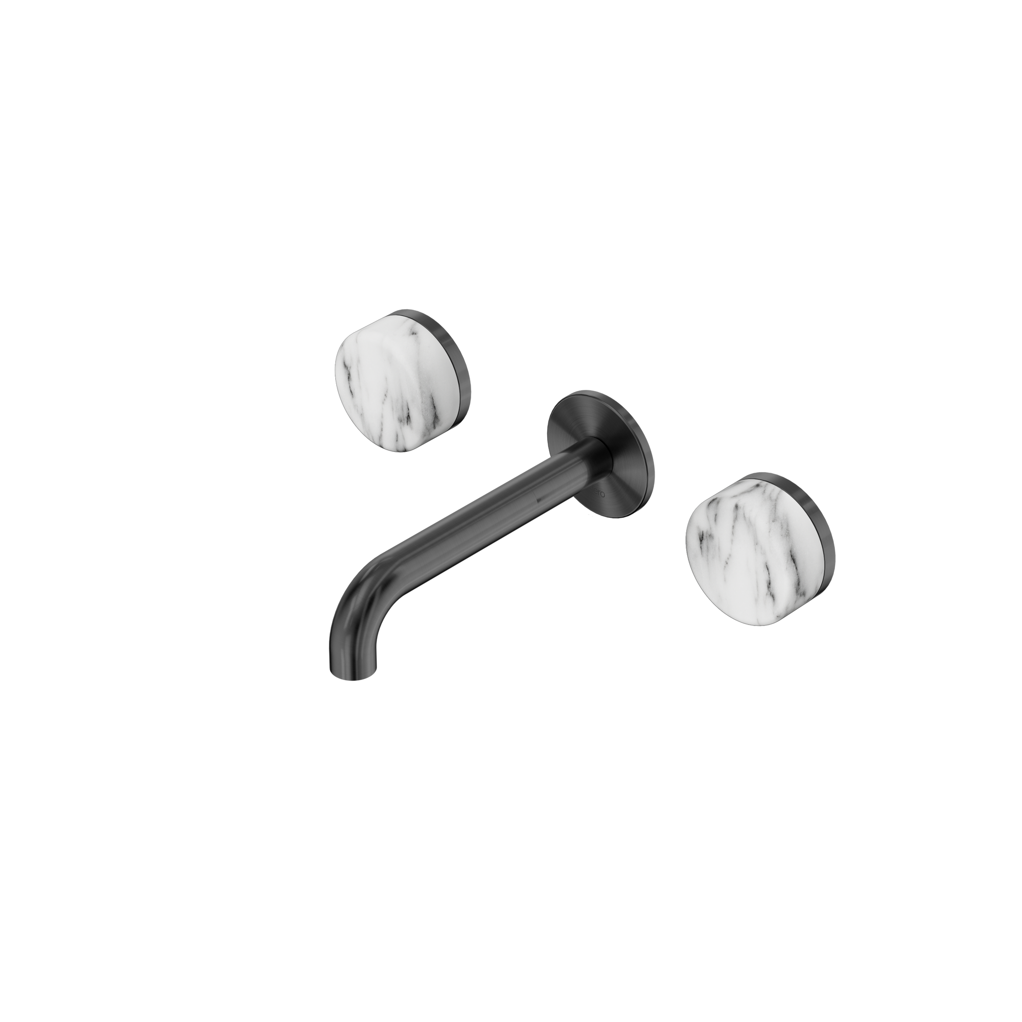 Serenity Wall Basin Set 160mm Spout With Arabescato Corchia Handle Gun Metal