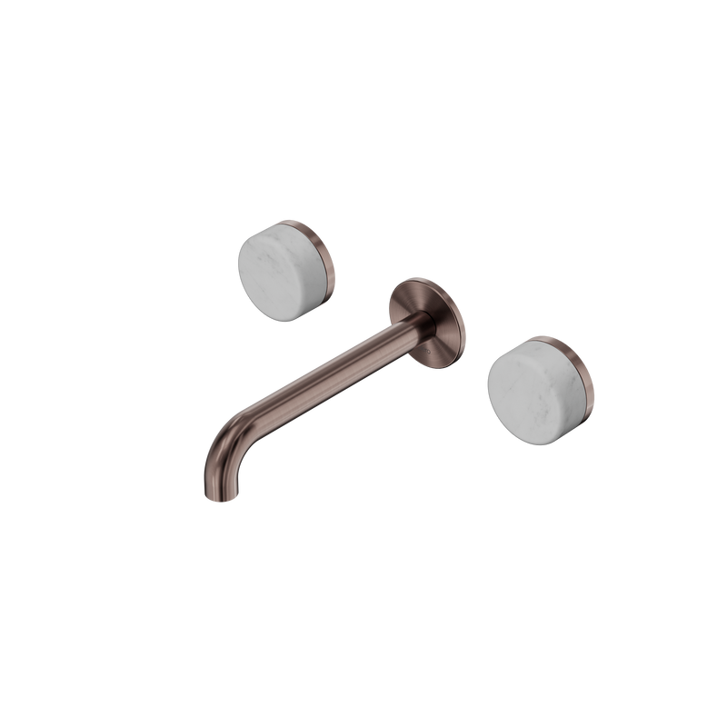 Serenity Wall Basin Set 185mm Spout With Carrara Handle Brushed Bronze