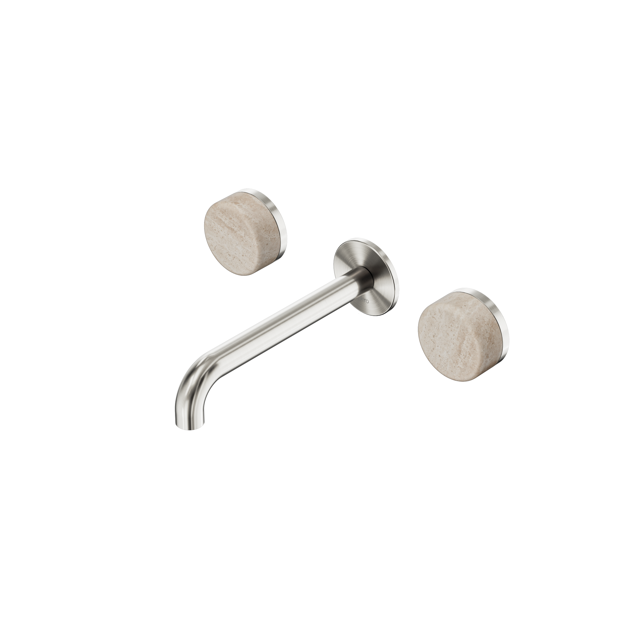 Serenity Wall Basin Set 185mm Spout With Rome Travertine Handle Brushed Nickel