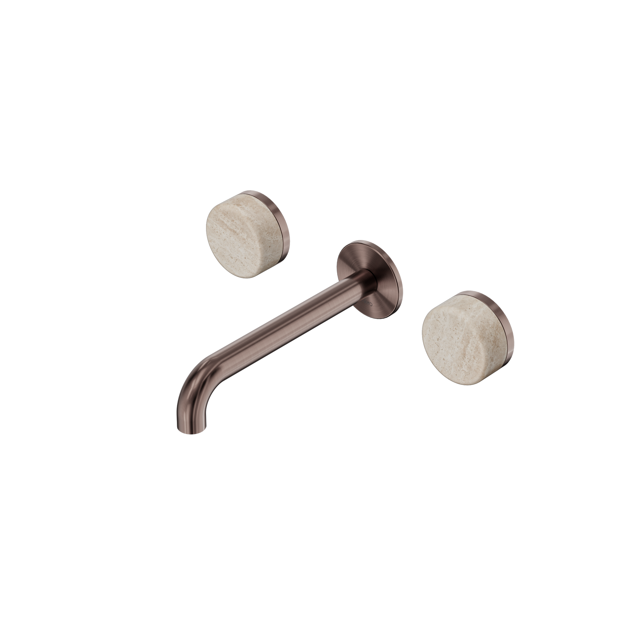 Serenity Wall Basin Set 185mm Spout With Rome Travertine Handle Brushed Bronze