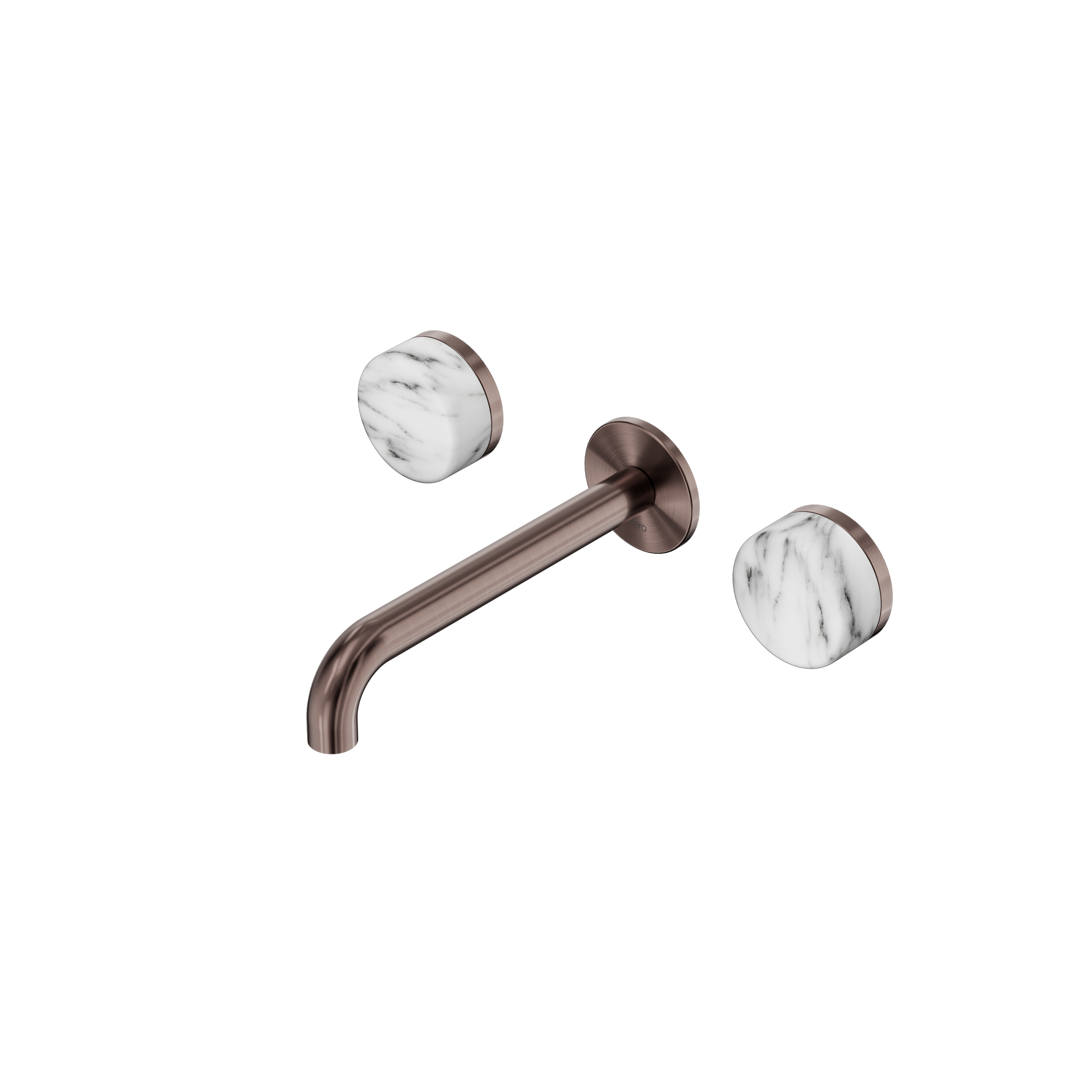 Serenity Wall Basin Set 185mm Spout With Arabescato Corchia Handle Brushed Bronze