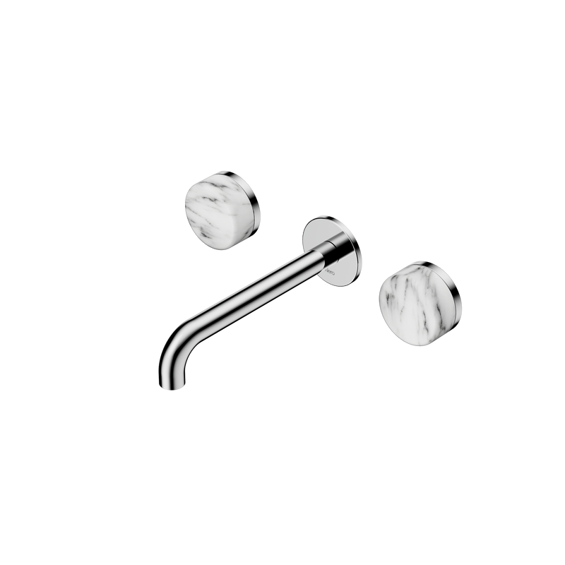 Serenity Wall Basin Set 185mm Spout With Arabescato Corchia Handle Chrome