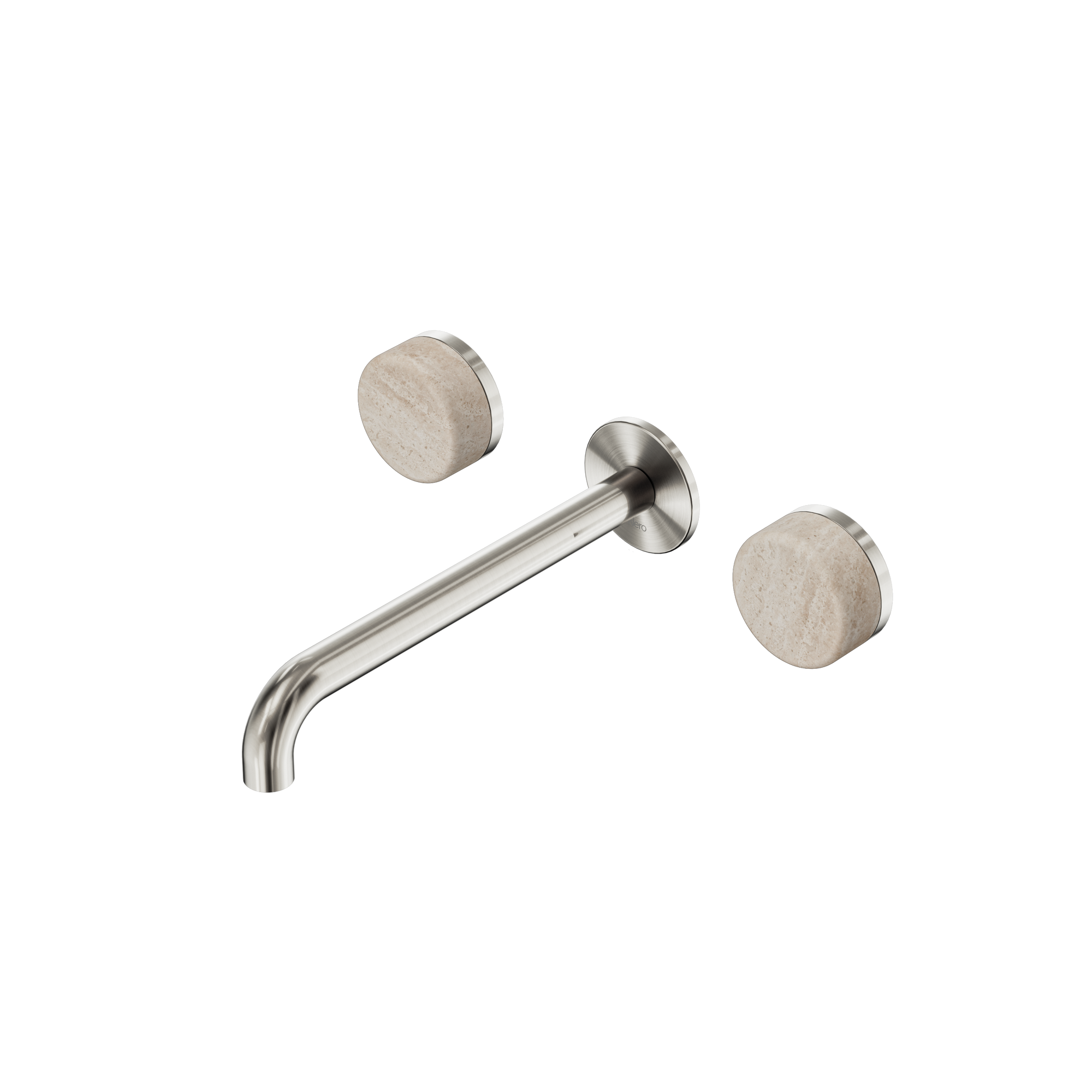Serenity Wall Basin Set 220mm Spout With Rome Travertine Handle Brushed Nickel