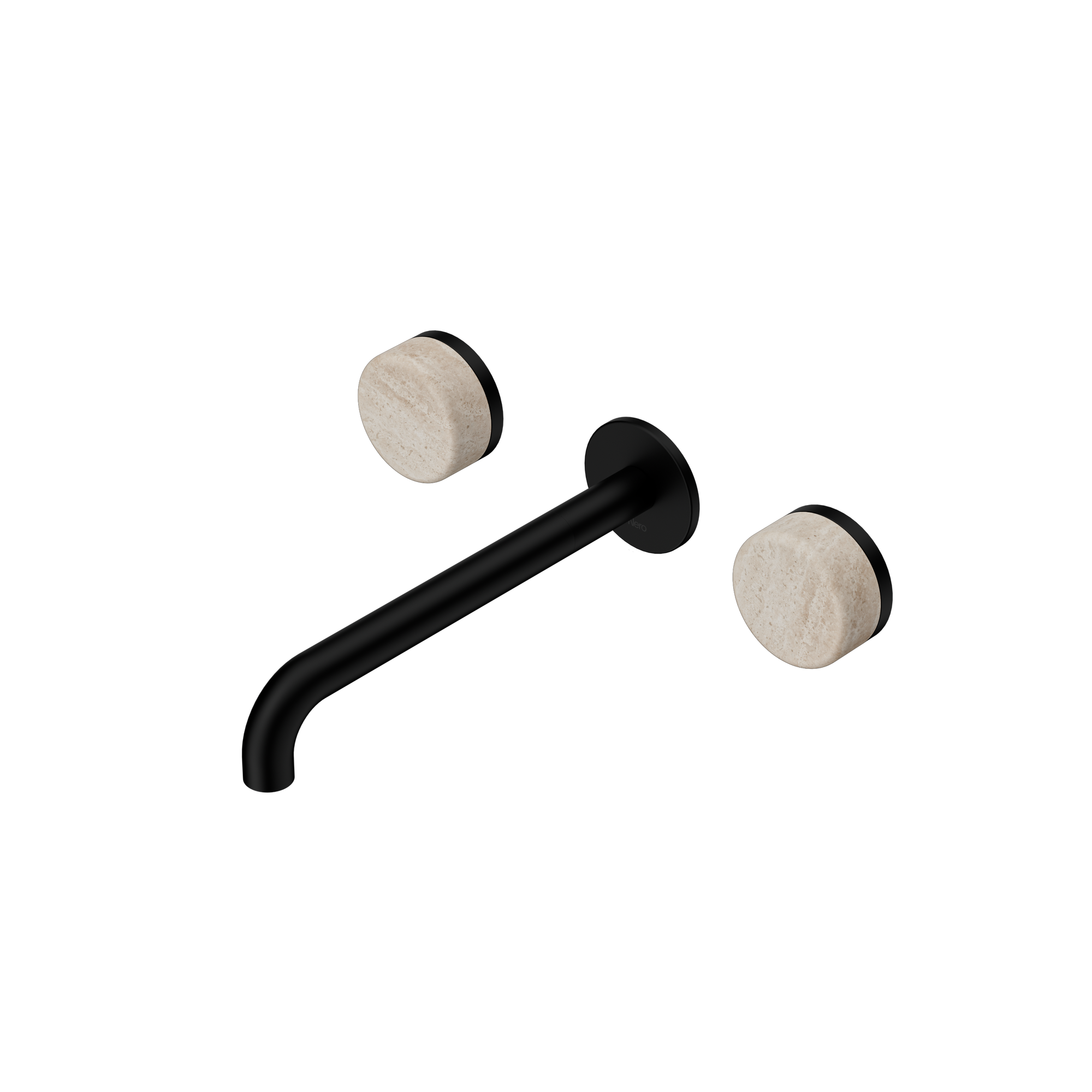 Serenity Wall Basin Set 220mm Spout With Rome Travertine Handle Matte Black