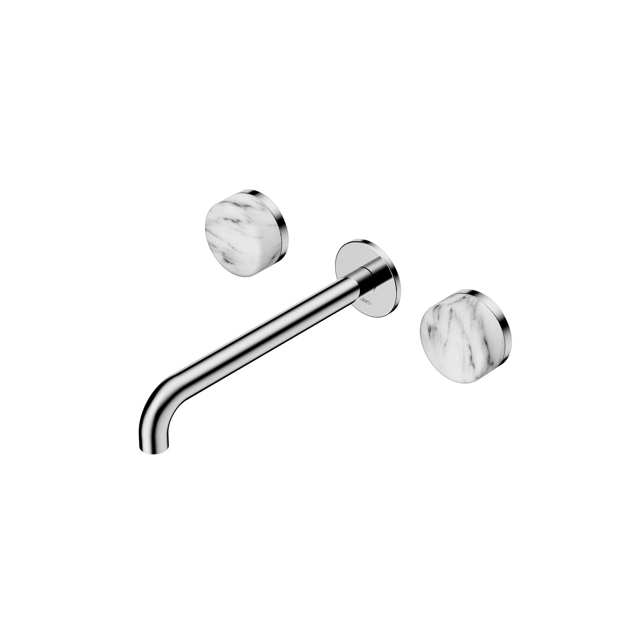 Serenity Wall Basin Set 220mm Spout With Arabescato Corchia Handle Chrome