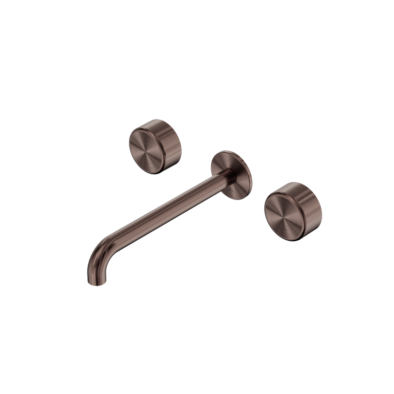Serenity Wall Basin Set 220mm Spout With Metal Handle Brushed Bronze