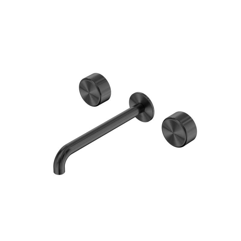 Serenity Wall Basin Set 220mm Spout With Metal Handle Gun Metal