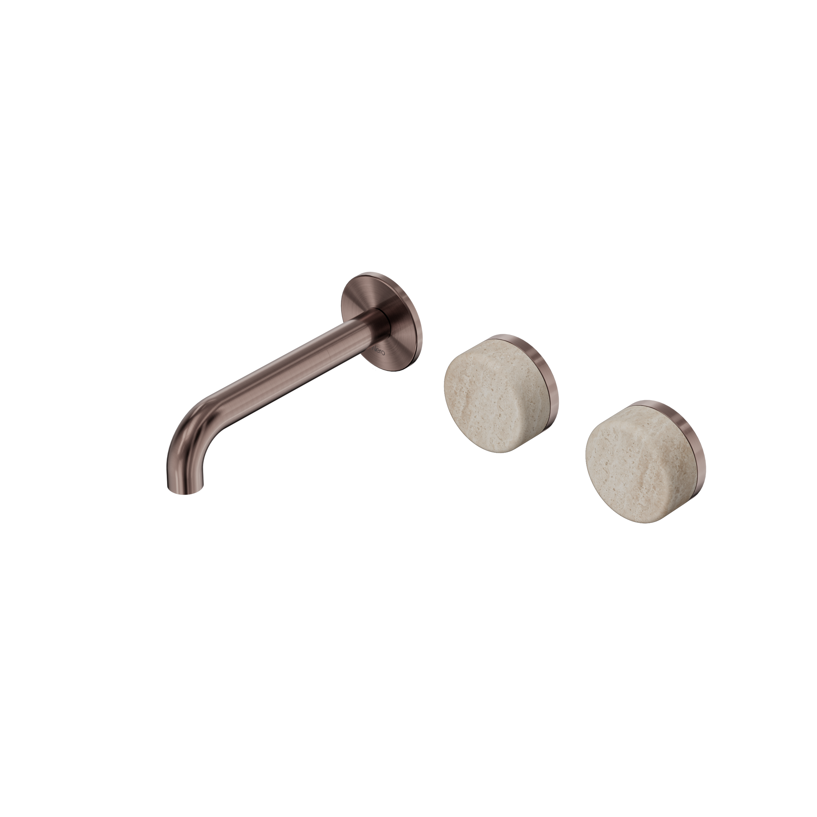 Serenity Wall Basin Set 160mm Offset Spout With Rome Travertine Handle Brushed Bronze