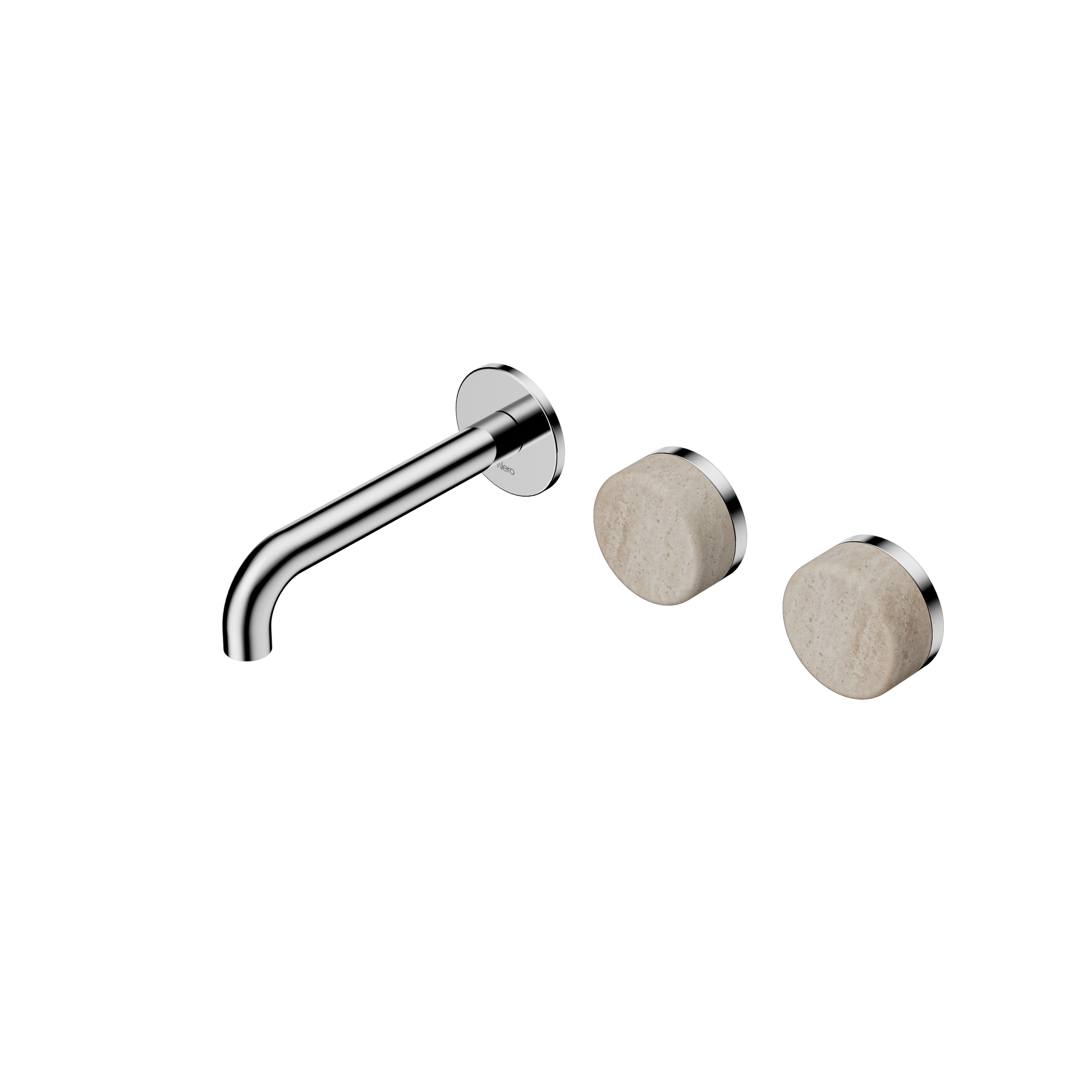 Serenity Wall Basin Set 160mm Offset Spout With Rome Travertine Handle Chrome