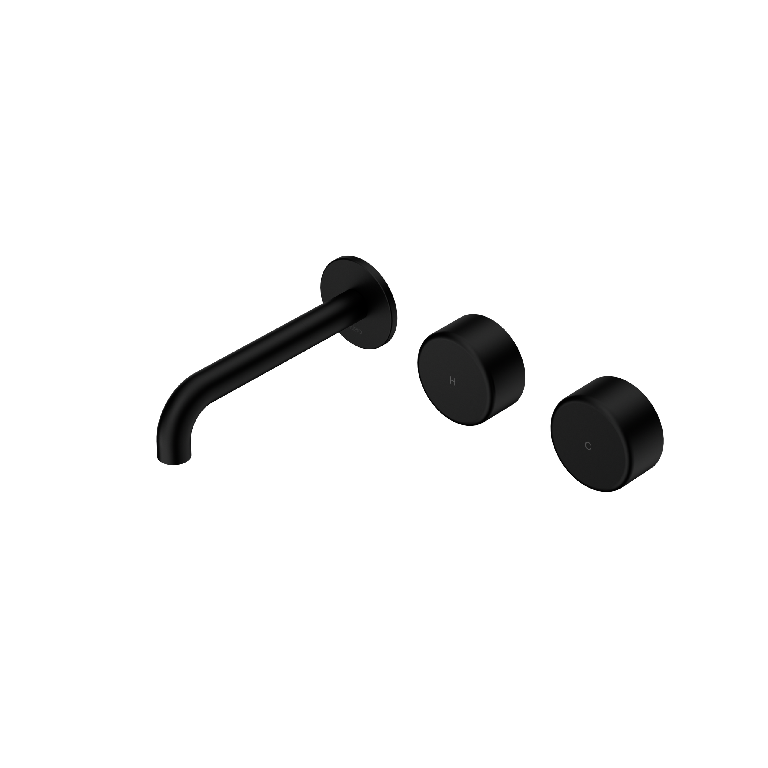 Serenity Wall Basin Set 160mm Offset Spout With Metal Handle Matte Black