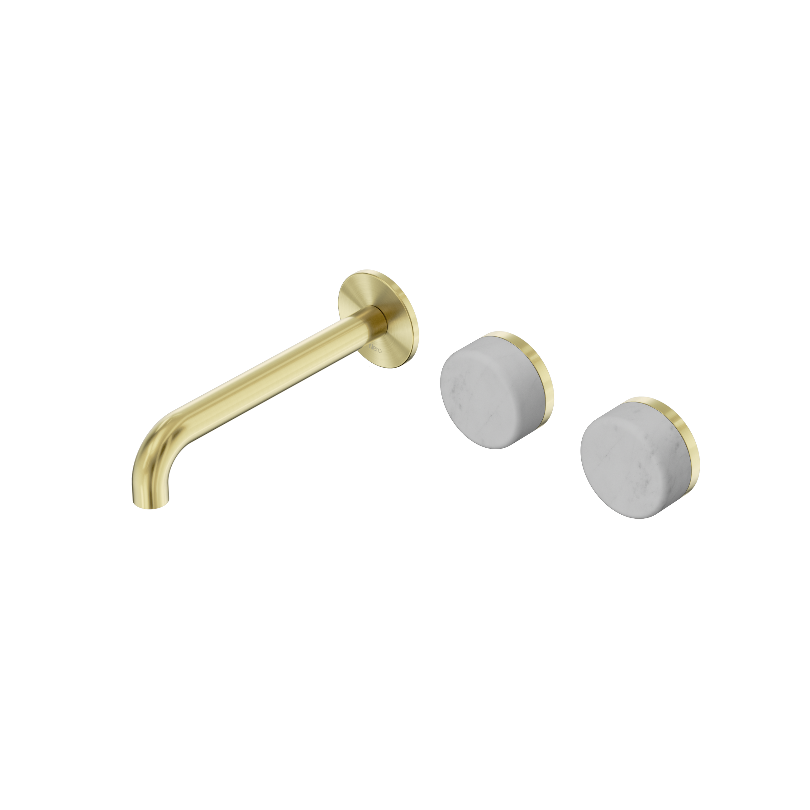 Serenity Wall Basin Set 185mm Offset Spout With Carrara Handle Brushed Gold