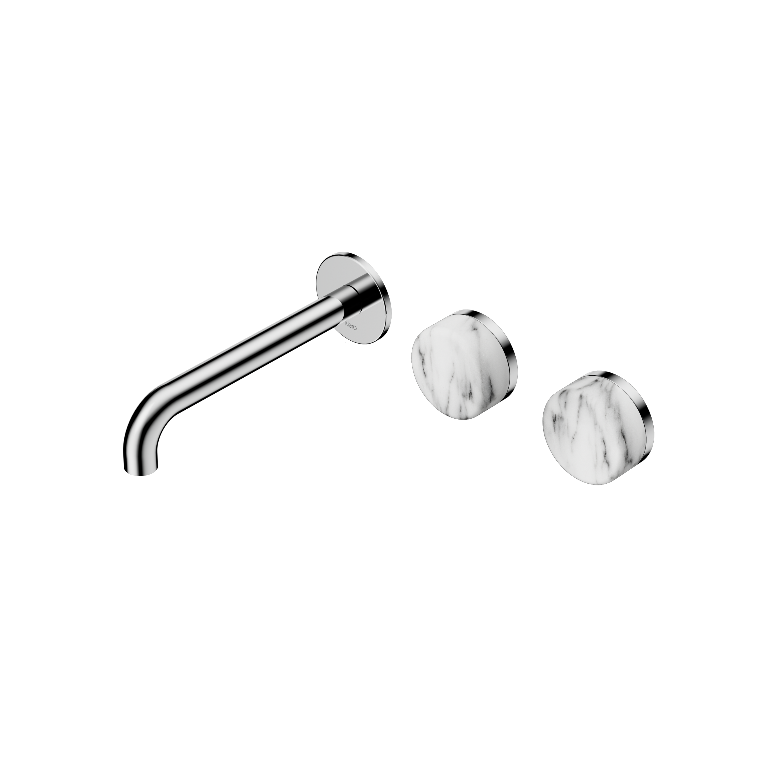 Serenity Wall Basin Set 185mm Offset Spout With Arabescato Corchia Handle Chrome