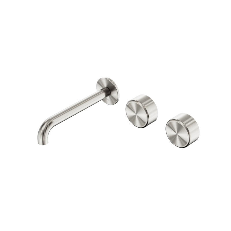 Serenity Wall Basin Set 185mm Offset Spout With Metal Handle Brushed Nickel
