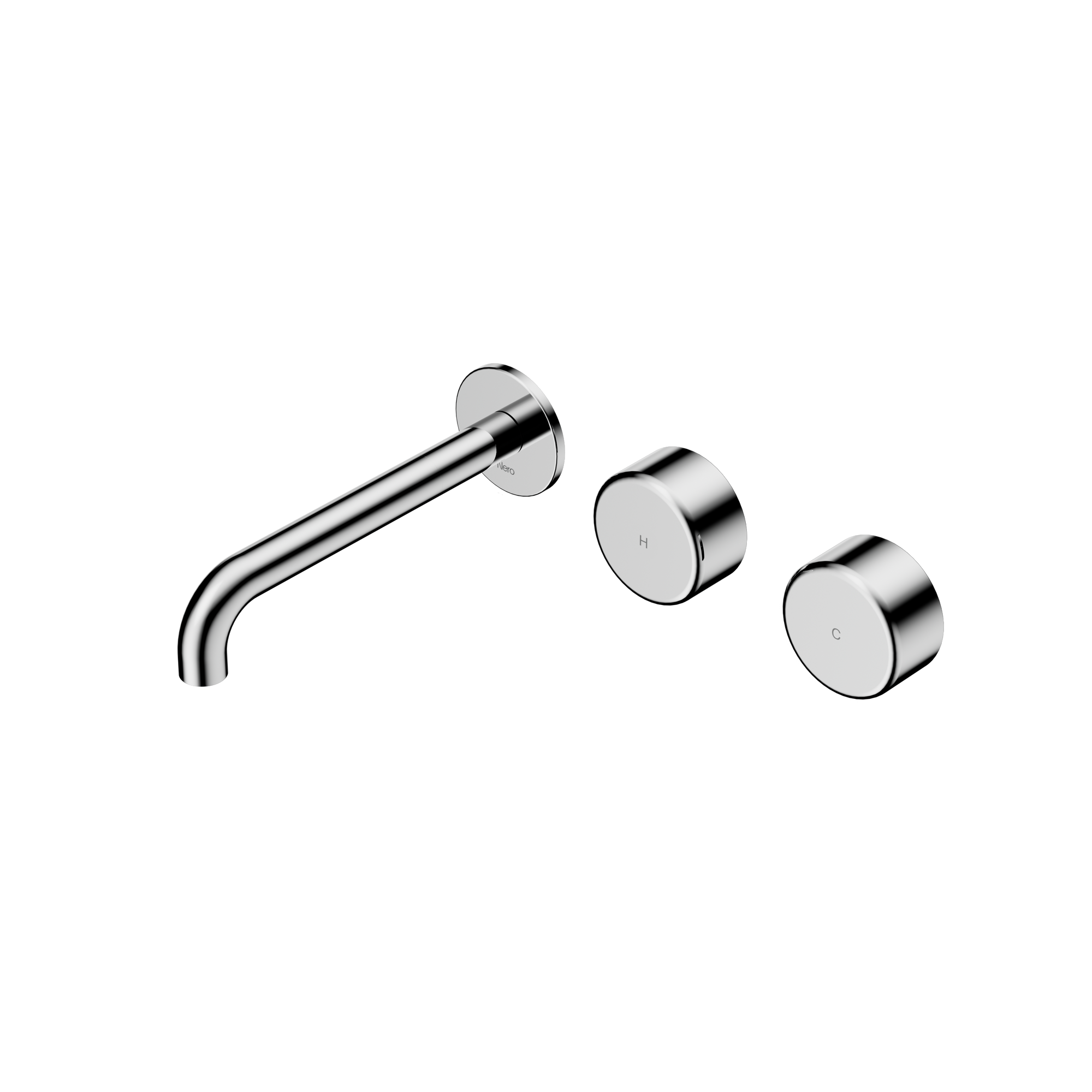 Serenity Wall Basin Set 185mm Offset Spout With Metal Handle Chrome