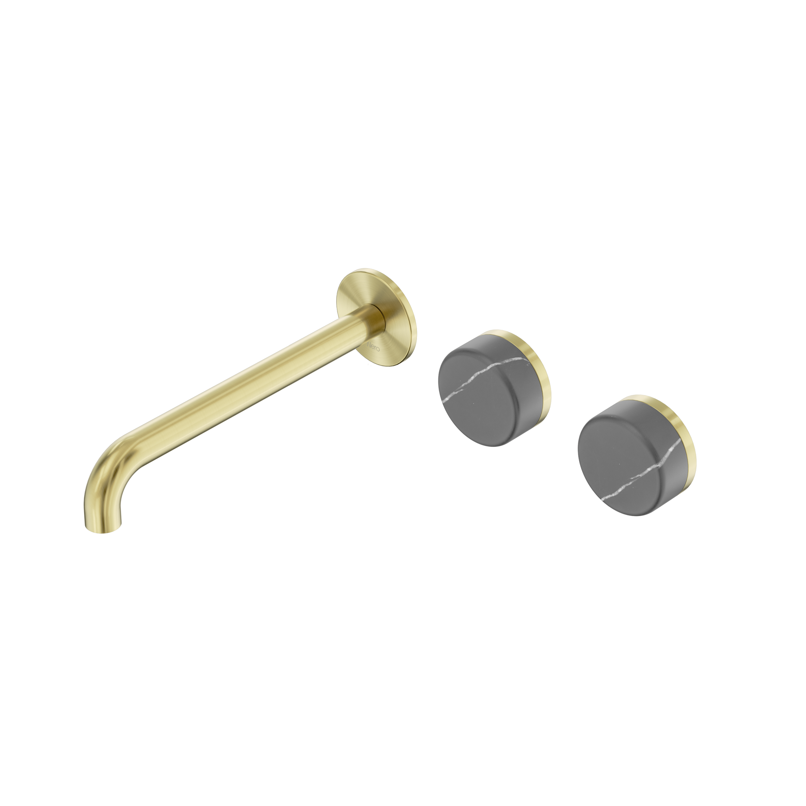 Serenity Wall Basin Set 220mm Offset Spout With Carrara Handle Brushed Gold