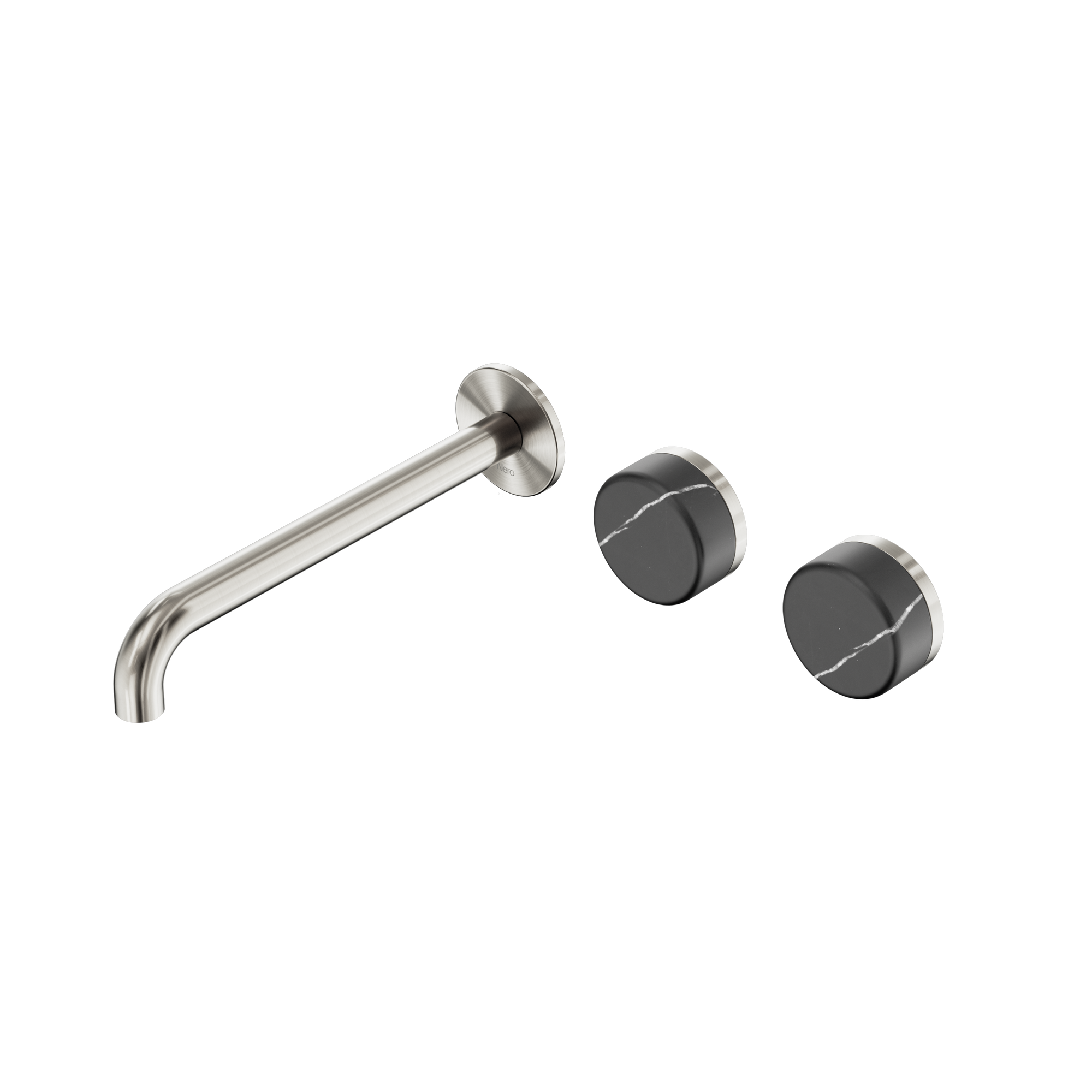 Serenity Wall Basin Set 220mm Offset Spout With Carrara Handle Brushed Nickel