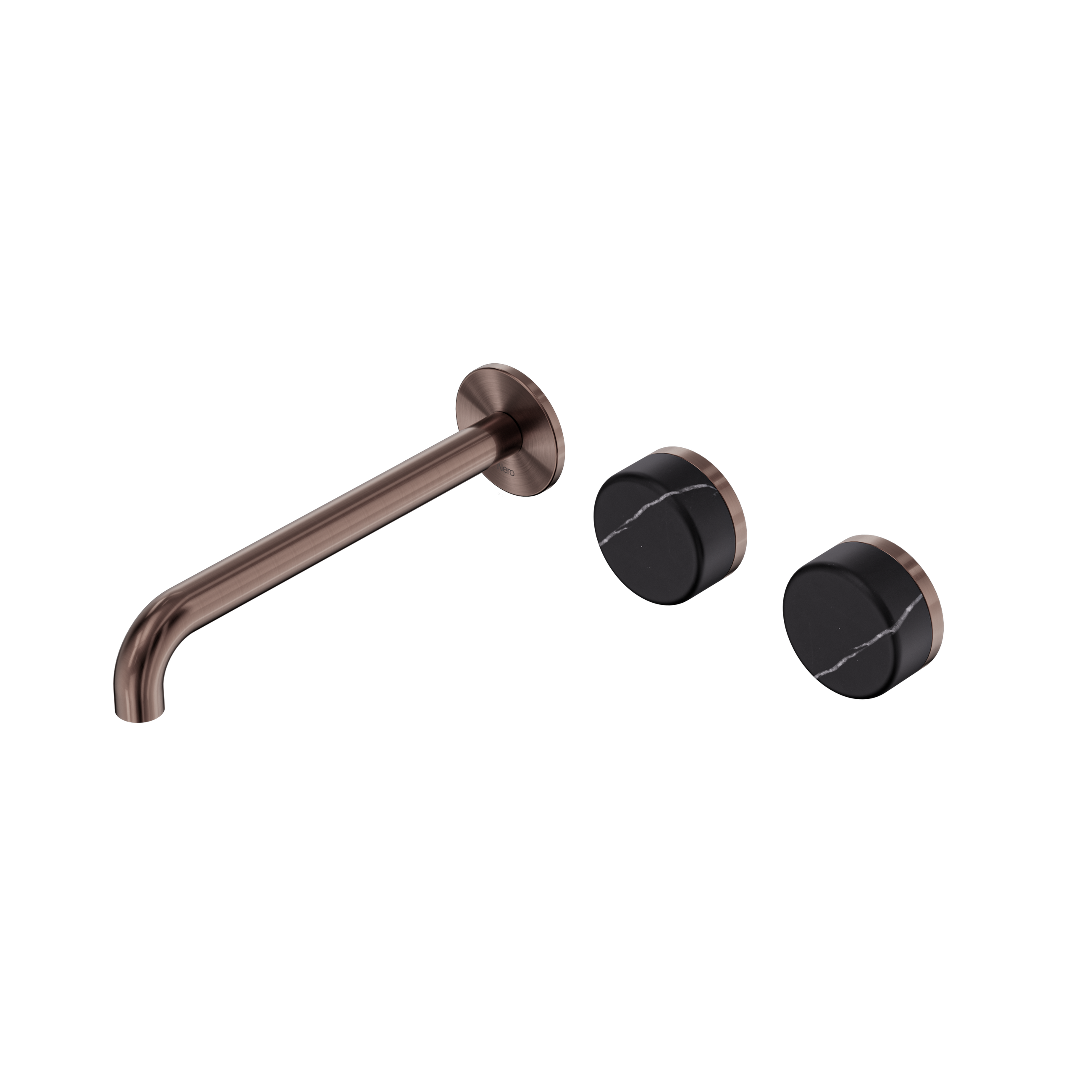 Serenity Wall Basin Set 220mm Offset Spout With Carrara Handle Brushed Bronze
