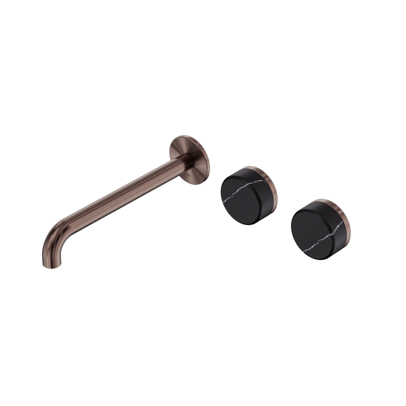 Serenity Wall Basin Set 220mm Offset Spout With Carrara Handle Brushed Bronze