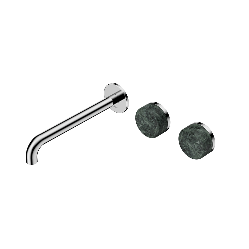 Serenity Wall Basin Set 220mm Offset Spout With Verde Alpi Handle Chrome