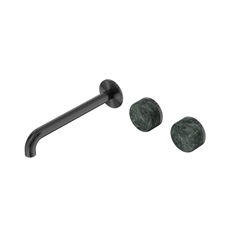 Serenity Wall Basin Set 220mm Offset Spout With Verde Alpi Handle Gun Metal