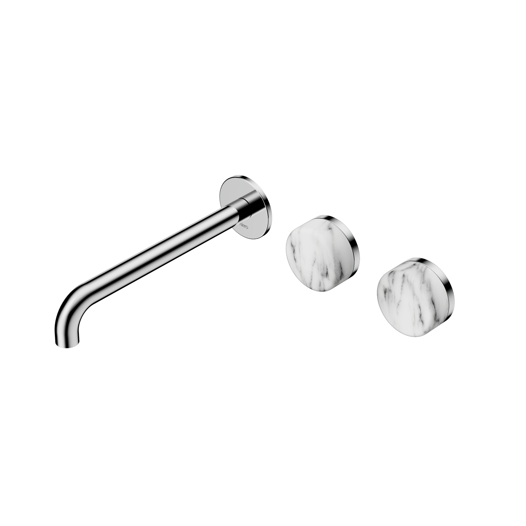 Serenity Wall Basin Set 220mm Offset Spout With Arabescato Corchia Handle Chrome