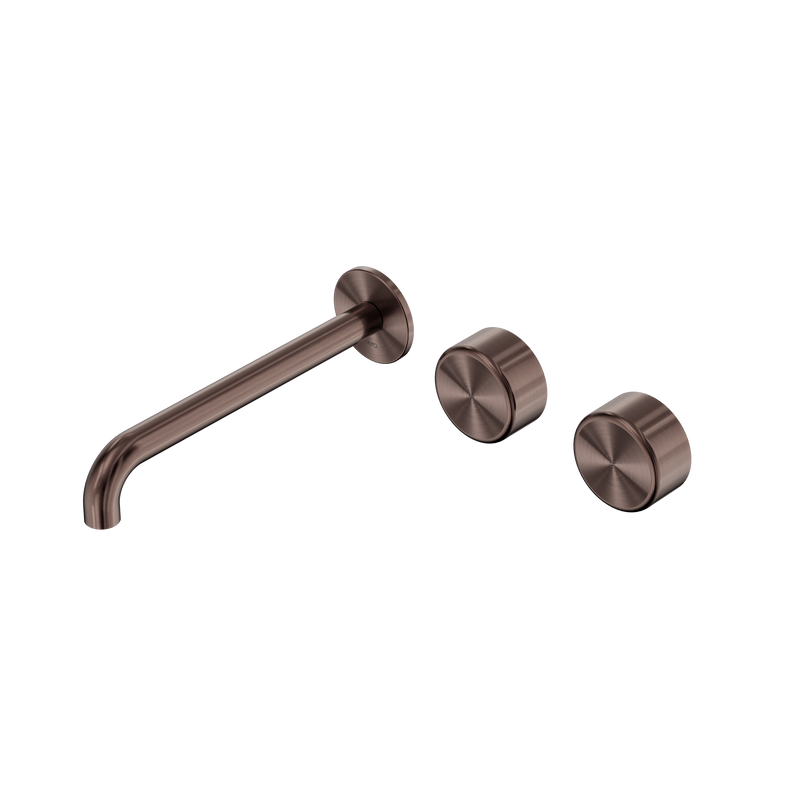 Serenity Wall Basin Set 220mm Offset Spout With Metal Handle Brushed Bronze