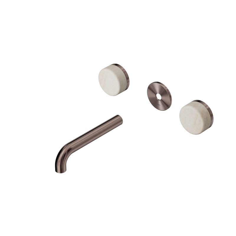 Serenity Wall Basin Set 160mm Spout With Rome Travertine Handle Trim Kit Only Brushed Bronze
