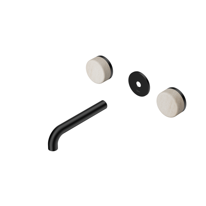 Serenity Wall Basin Set 160mm Spout With Rome Travertine Handle Trim Kit Only Matte Black