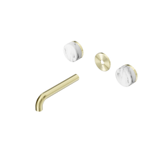 Serenity Wall Basin Set 160mm Spout With Arabescato Corchia Handle Trim Kit Only Brushed Gold
