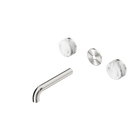 Serenity Wall Basin Set 160mm Spout With Arabescato Corchia Handle Trim Kit Only Brushed Nickel