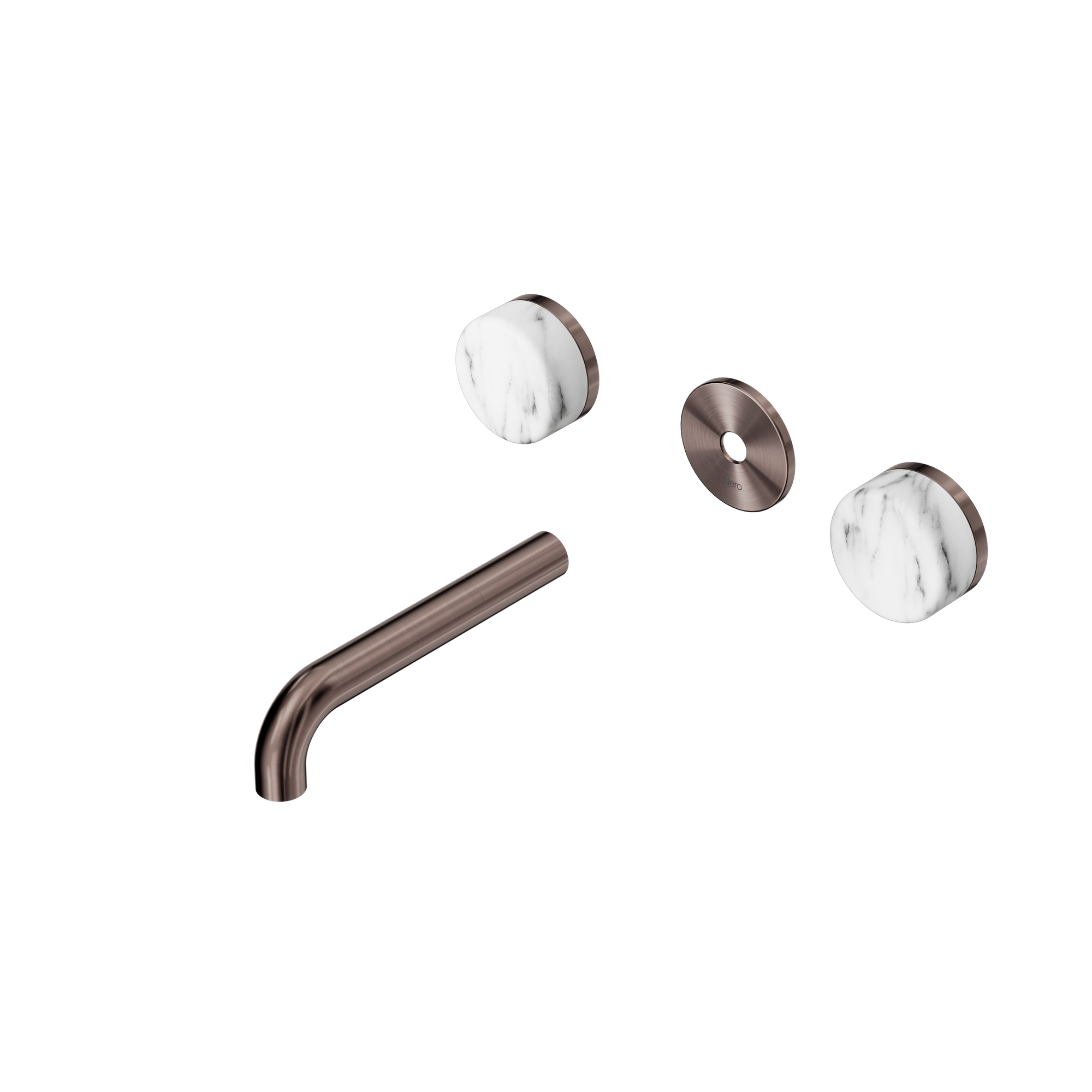 Serenity Wall Basin Set 160mm Spout With Arabescato Corchia Handle Trim Kit Only Brushed Bronze
