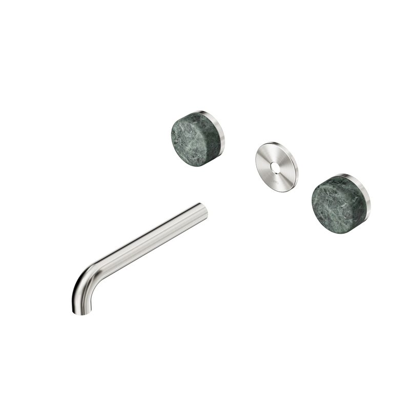 Serenity Wall Basin Set 185mm Spout With Verde Alpi Handle Trim Kit Only Brushed Nickel