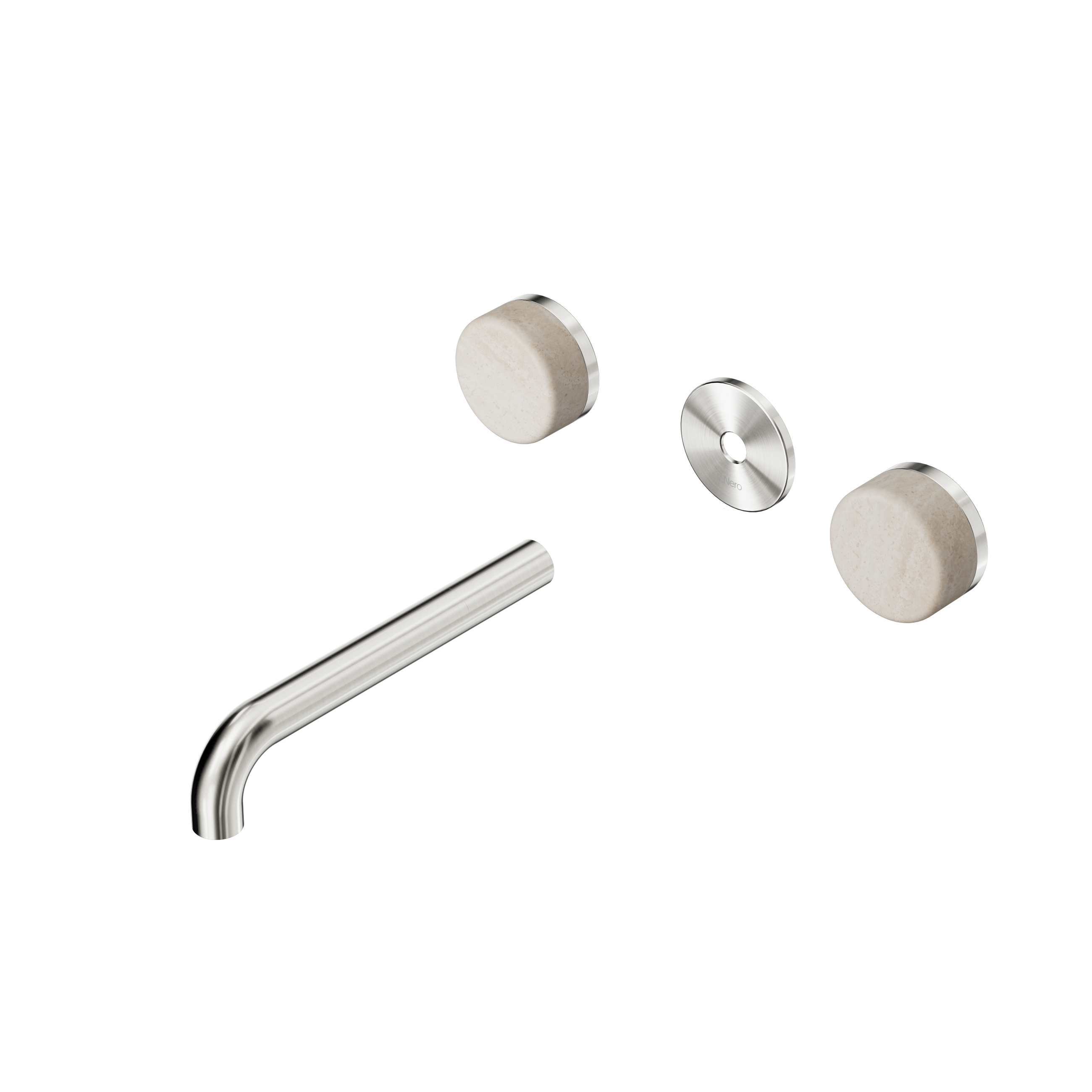 Serenity Wall Basin Set 185mm Spout With Rome Travertine Handle Trim Kit Only Brushed Nickel