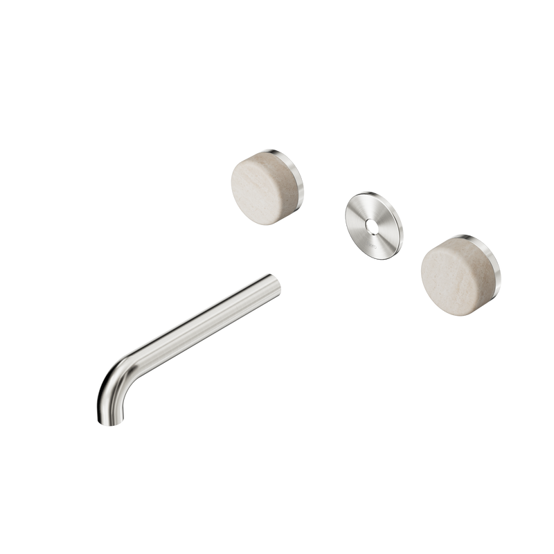 Serenity Wall Basin Set 185mm Spout With Rome Travertine Handle Trim Kit Only Brushed Nickel